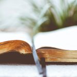 open book on white surface